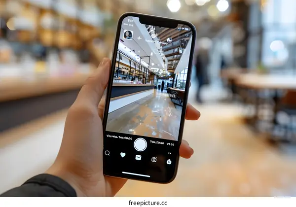Hand Holding Smartphone With Interior Image