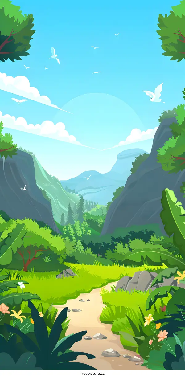 Beautiful Green Landscape With Blue Sky