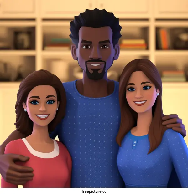 A happy family of three.