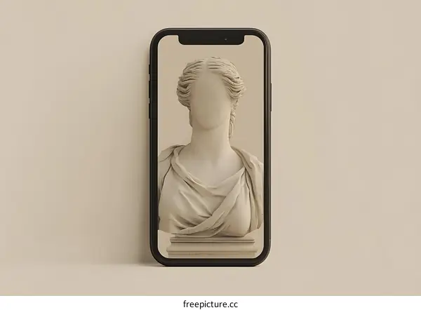 Classic Sculpture on Smartphone Display Minimalist Aesthetic