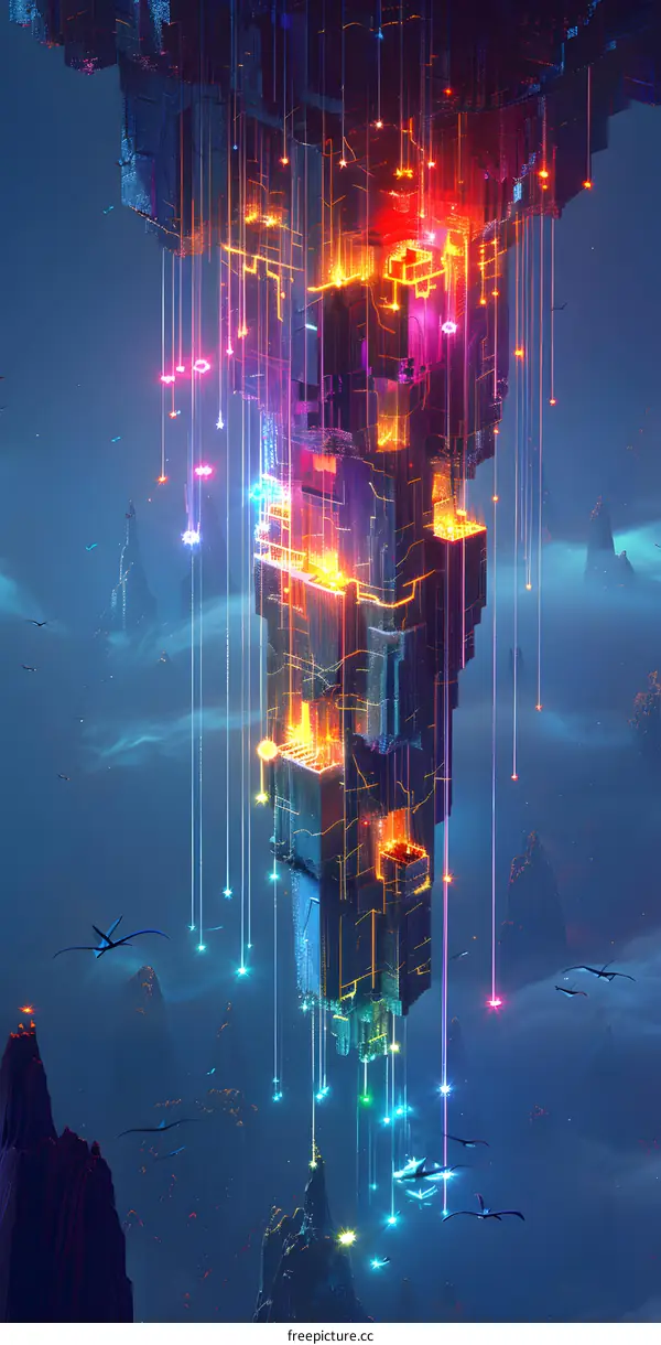 Fantasy floating city illustration