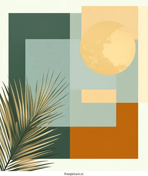 Abstract Geometric Minimalist Palm Leaf  Art Print