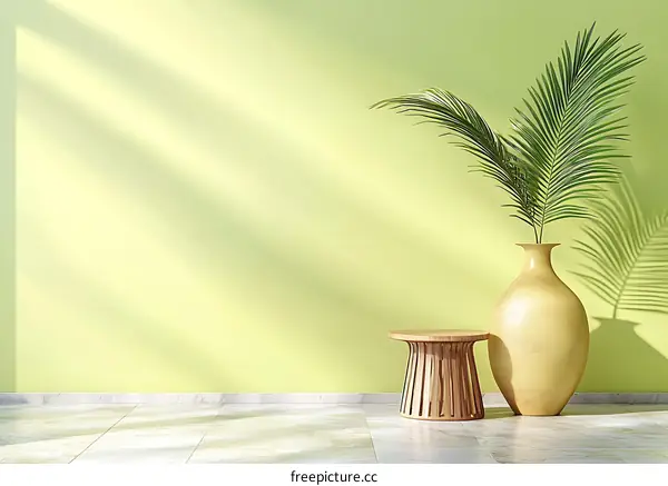 Empty Room Interior Design with Vase and Table