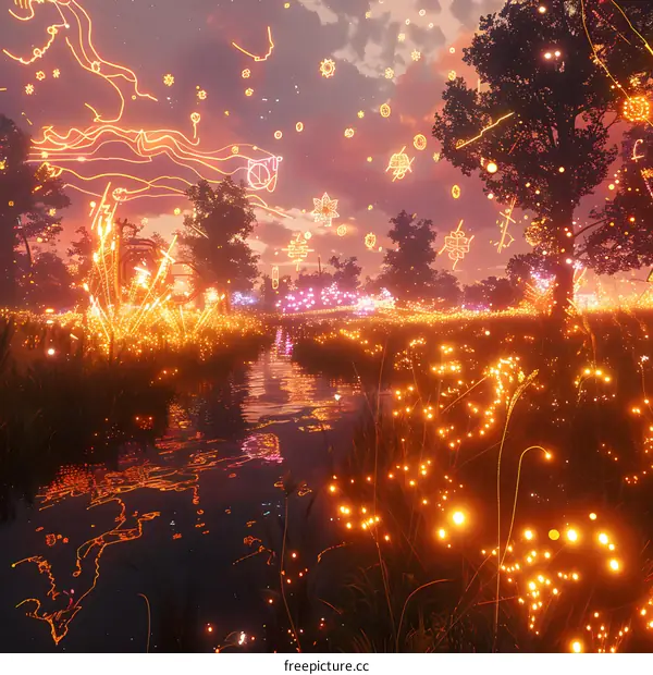 Glowing River in the Enchanted Forest