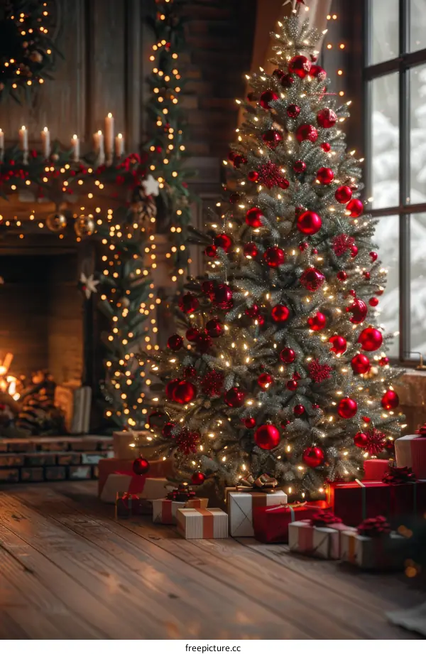 Christmas tree in a cozy living room