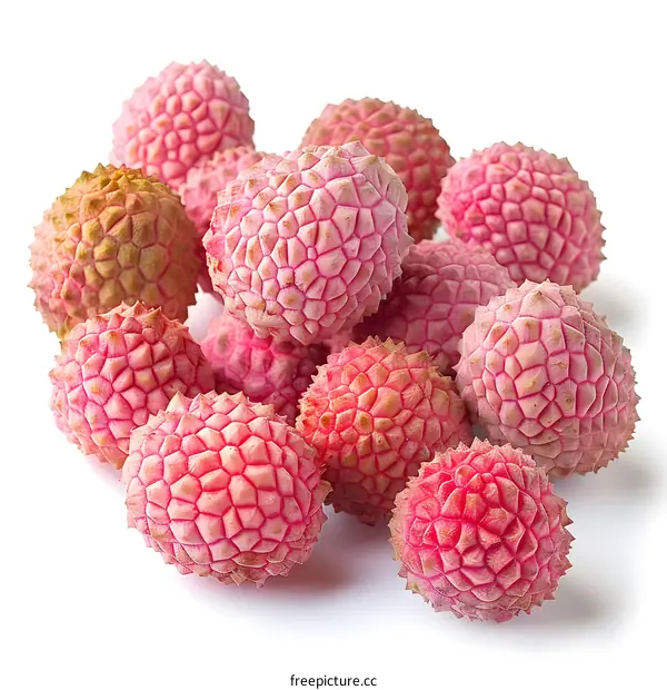 A pile of lychee fruits