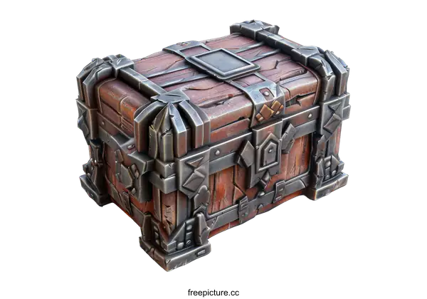 [Transparent Background PNG]Old wooden chest with metal elements
