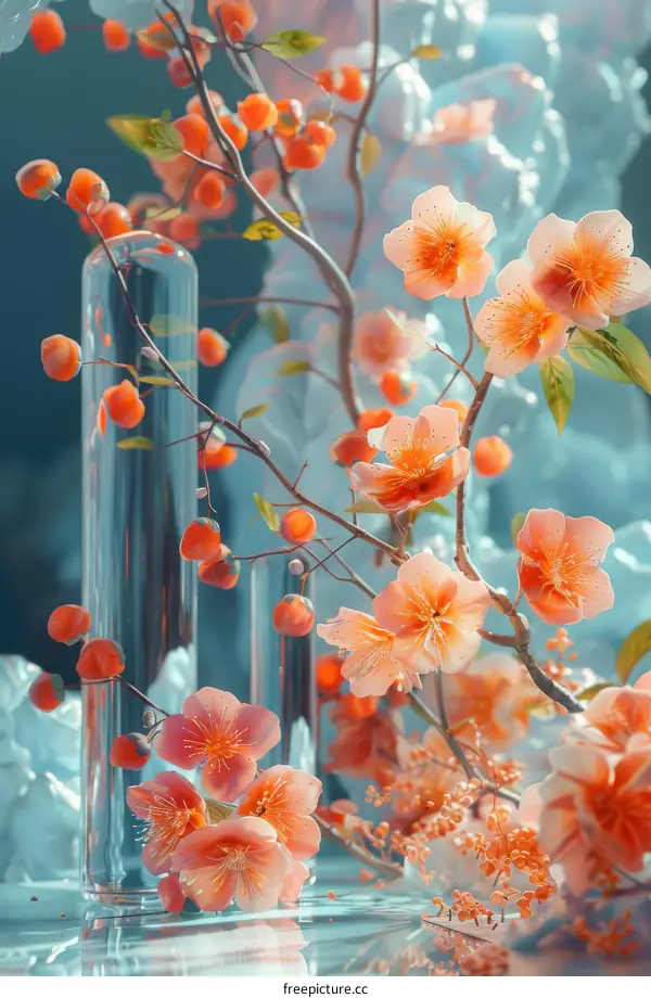 Vibrant Flowers in a Delicate Glass Vase