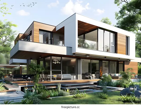 Modern House Design with Backyard and Patio