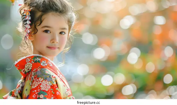 Japanese Girl in Traditional Kimono
