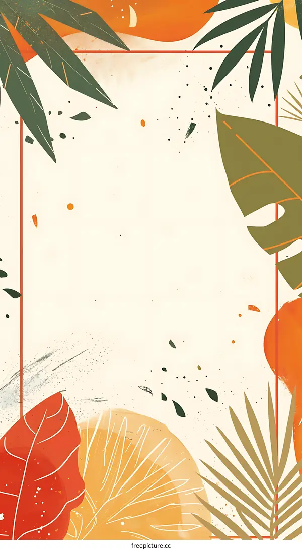 Abstract Tropical Leaves Background Illustration