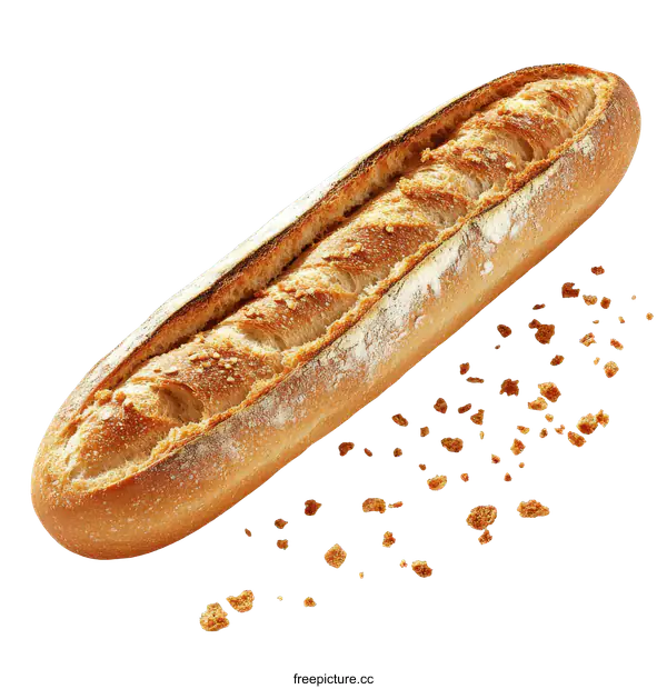 [Transparent Background PNG]Freshly Baked Baguette with Crumbs