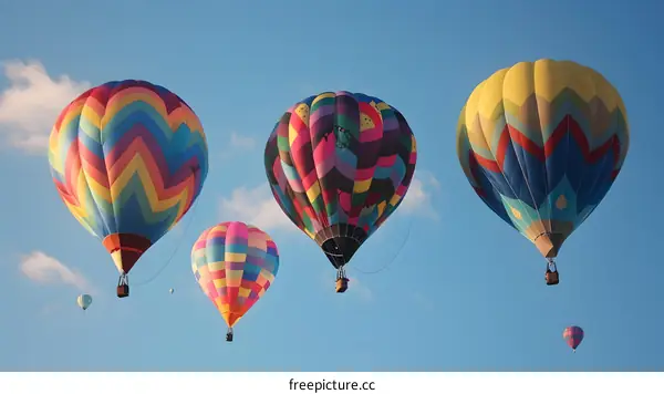 Colorful Hot Air Balloons Floating in the Blue Sky