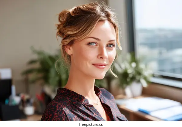 Caucasian Woman Portrait in Office Setting