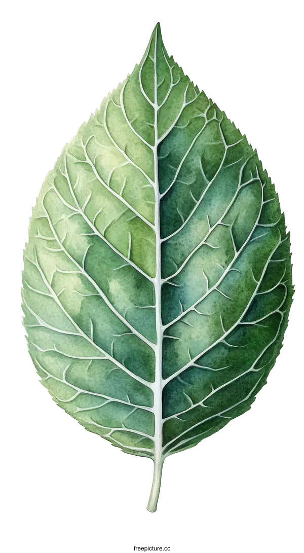[Transparent Background PNG]Detailed Illustration of a Vibrant Green Leaf