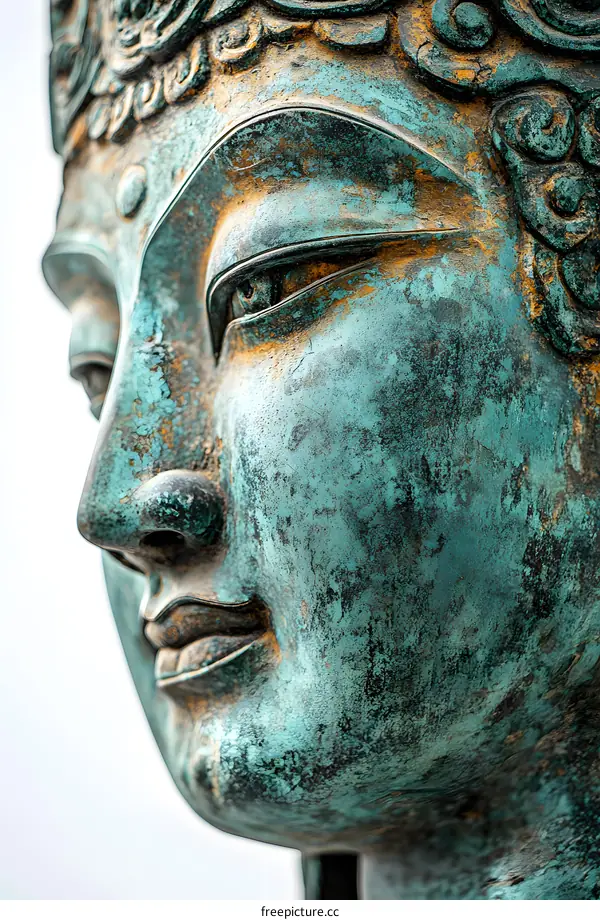 Close Up of a Buddha Statue Face