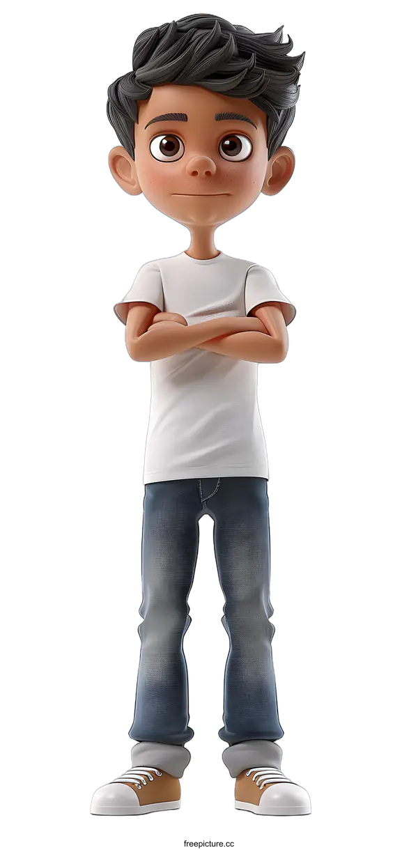[Transparent Background PNG]A 3D rendering of a young boy