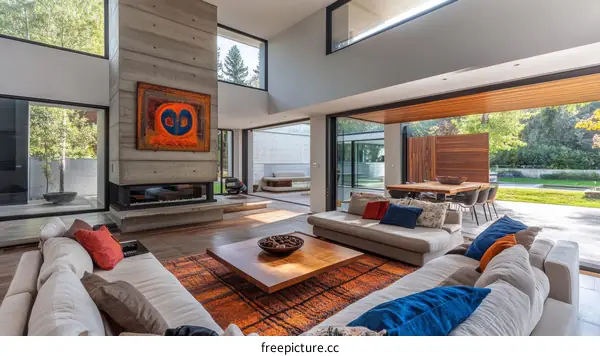 Modern Contemporary Living Room with Large Windows