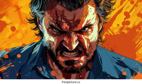 Wolverine angry face closeup comic art