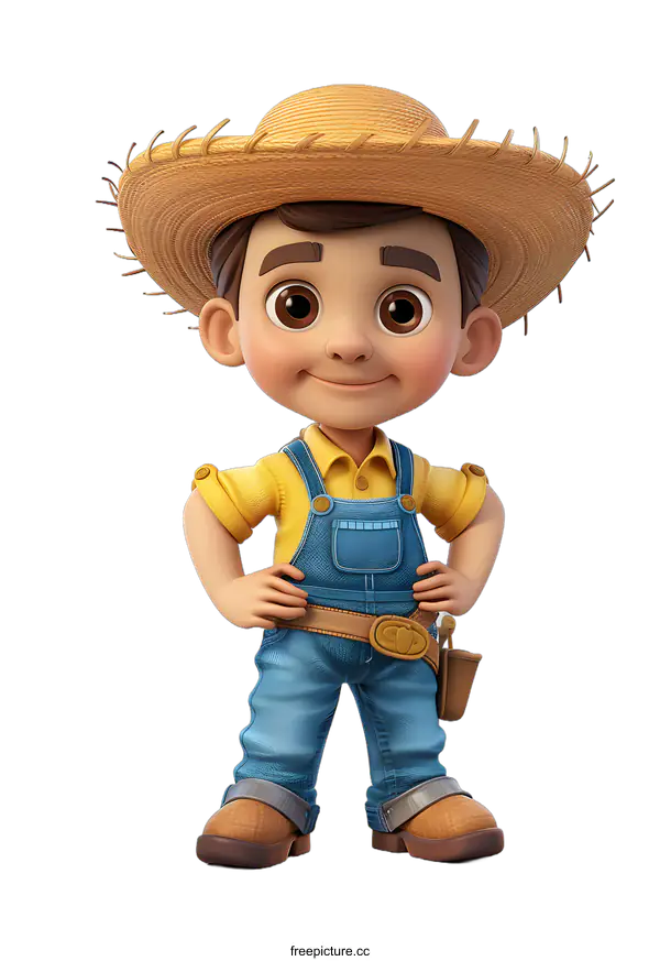 [Transparent Background PNG]cute little farmer boy