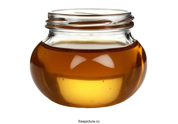 [Transparent Background PNG]Close up of Honey Jar with Golden Honey