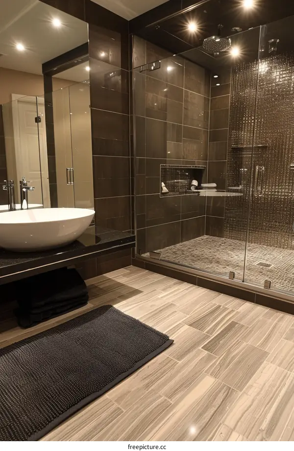 Modern Luxurious Bathroom with Glass Shower