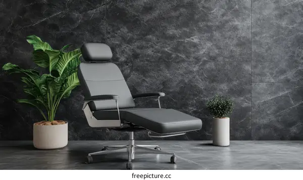 Modern Office Recliner Chair in Dark Stone Room