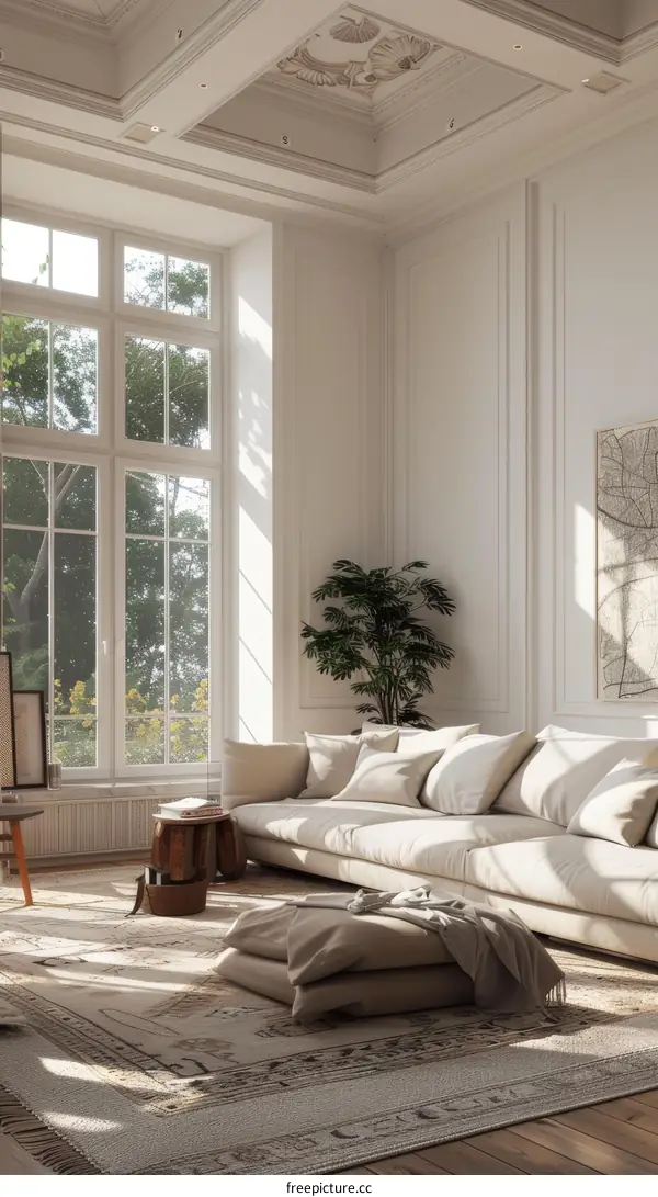 Elegant Beige Living Room with Large Window