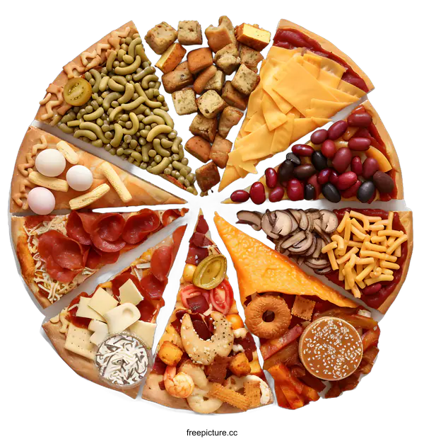 [Transparent Background PNG]Pizza with Different Toppings, Unique and Creative Food Photography