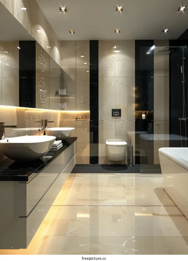 Modern Luxury Bathroom Design with Elegant Tiles