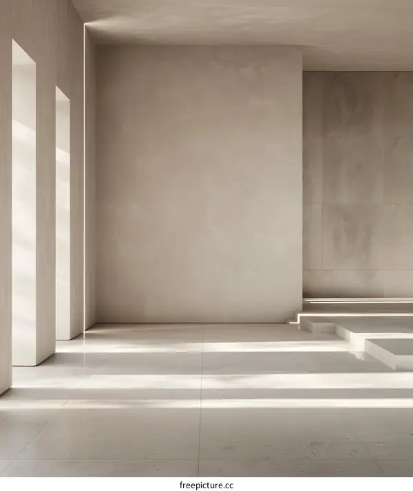 Minimalist Interior Design with Concrete Walls and Sunlight