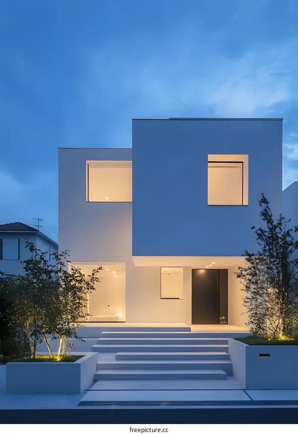 Modern White House with Minimalist Design in Japan