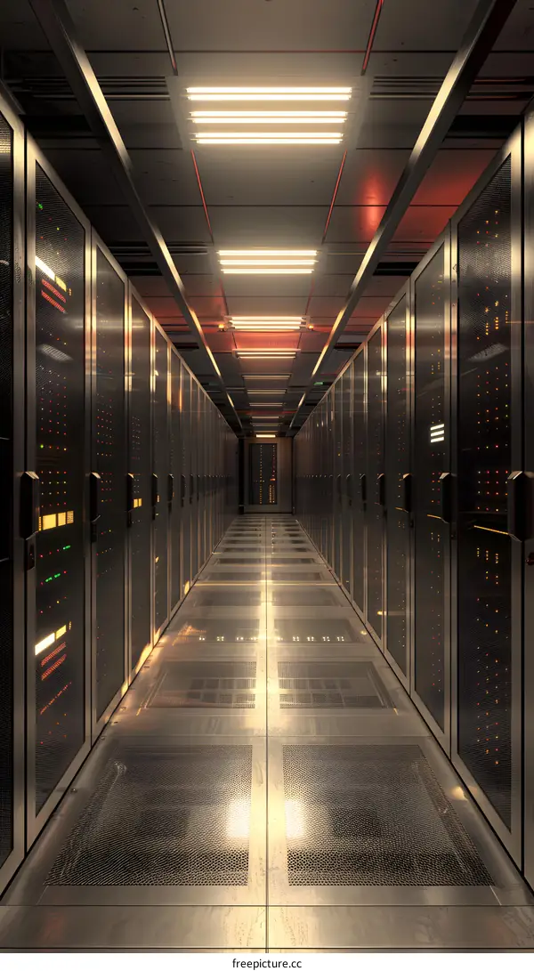 Server room with rows of server racks