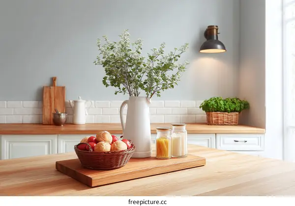 Rustic Kitchen Interior with Easter Decor