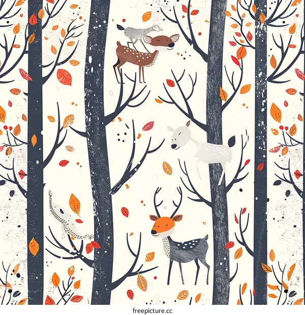 Colorful Autumn Forest Illustration