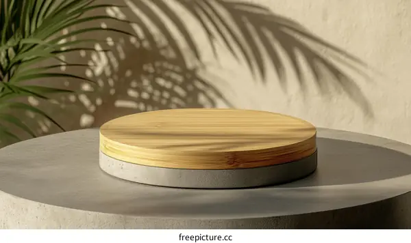 Wooden Display Stand with Beige Background