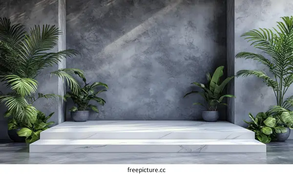 Modern Minimalist Empty Marble Steps Display Background