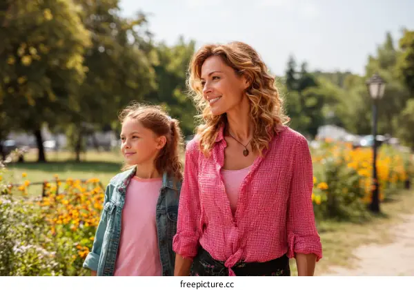 Mother and Daughter Enjoying a Day Out in the Park