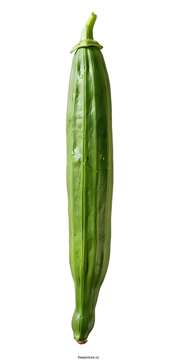 [Transparent Background PNG]Green Okra Vegetable Isolated On White Background