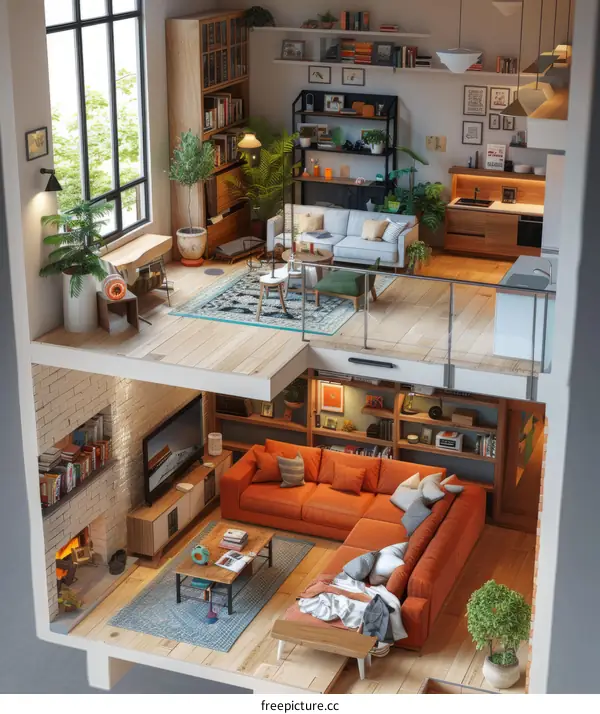 Modern Isometric Cozy Home Interior Design