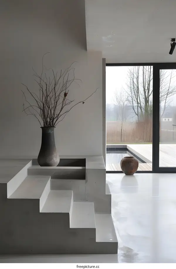 Modern Minimalist Concrete Staircase Design Interior