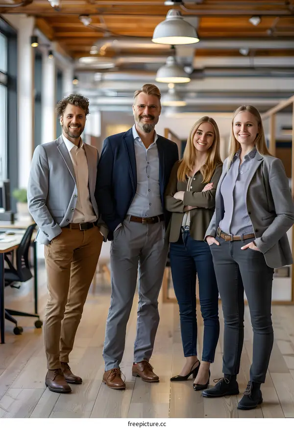 Group of business people standing in an office