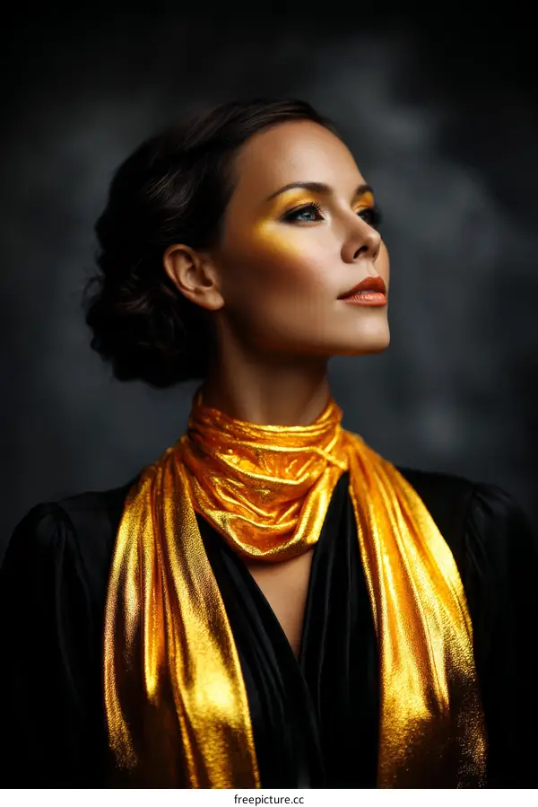 Golden Fashion Portrait of a Woman