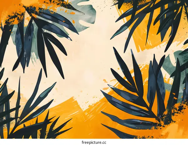Tropical Leaves Abstract Painting Background
