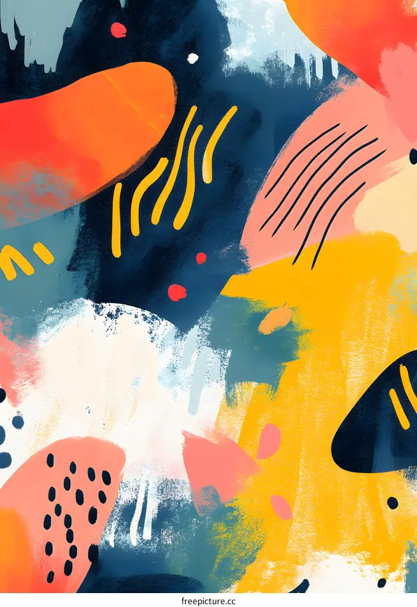 Abstract Art Colorful Background With Yellow Orange And Blue