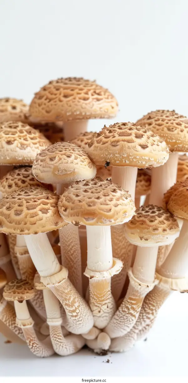 Cluster of Shaggy Ink Cap Mushrooms (Coprinus Comatus)