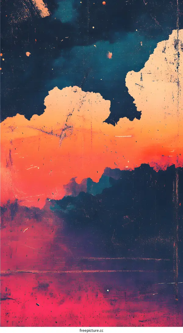 Abstract Grunge Background with Clouds and Stars