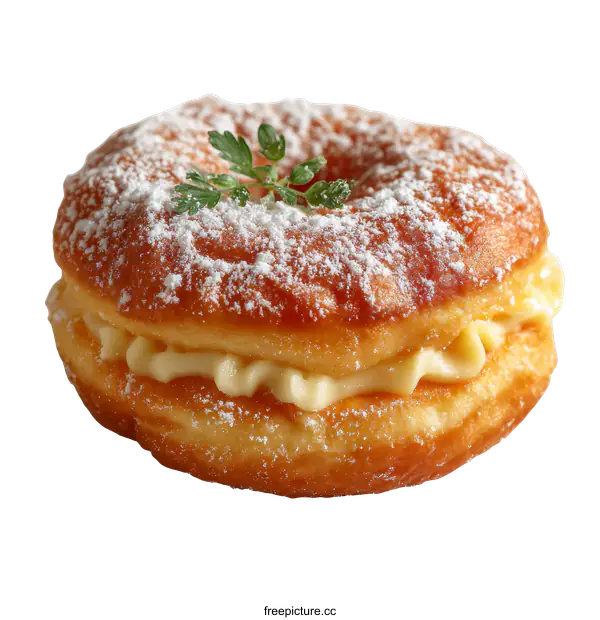 [Transparent Background PNG]Delicious Powdered Sugar Filled Donut