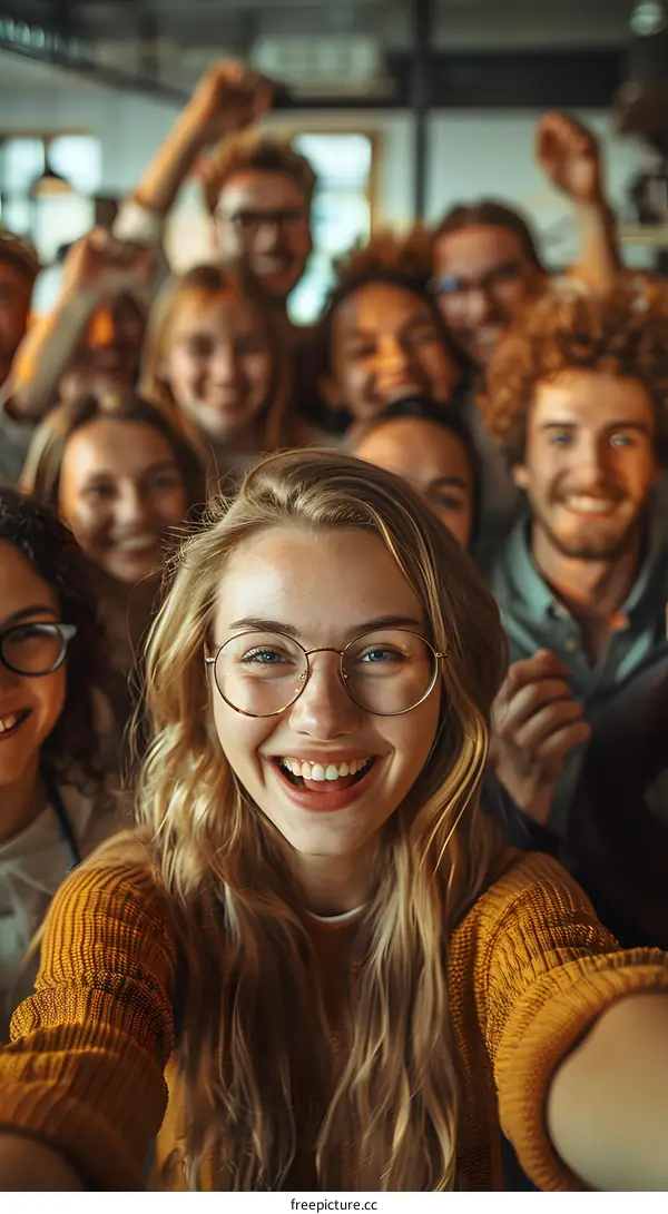 portrait of a group of young people smiling and looking at the camera