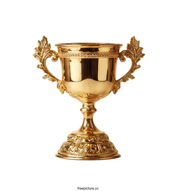 [Transparent Background PNG]Golden Trophy Cup Isolated on White Background